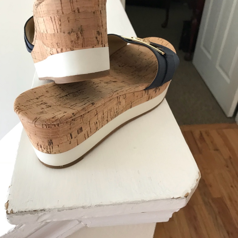 Michael Kors Navy Blue Warren Wedge Sandals sz 8.5 - Picture 3 of 8